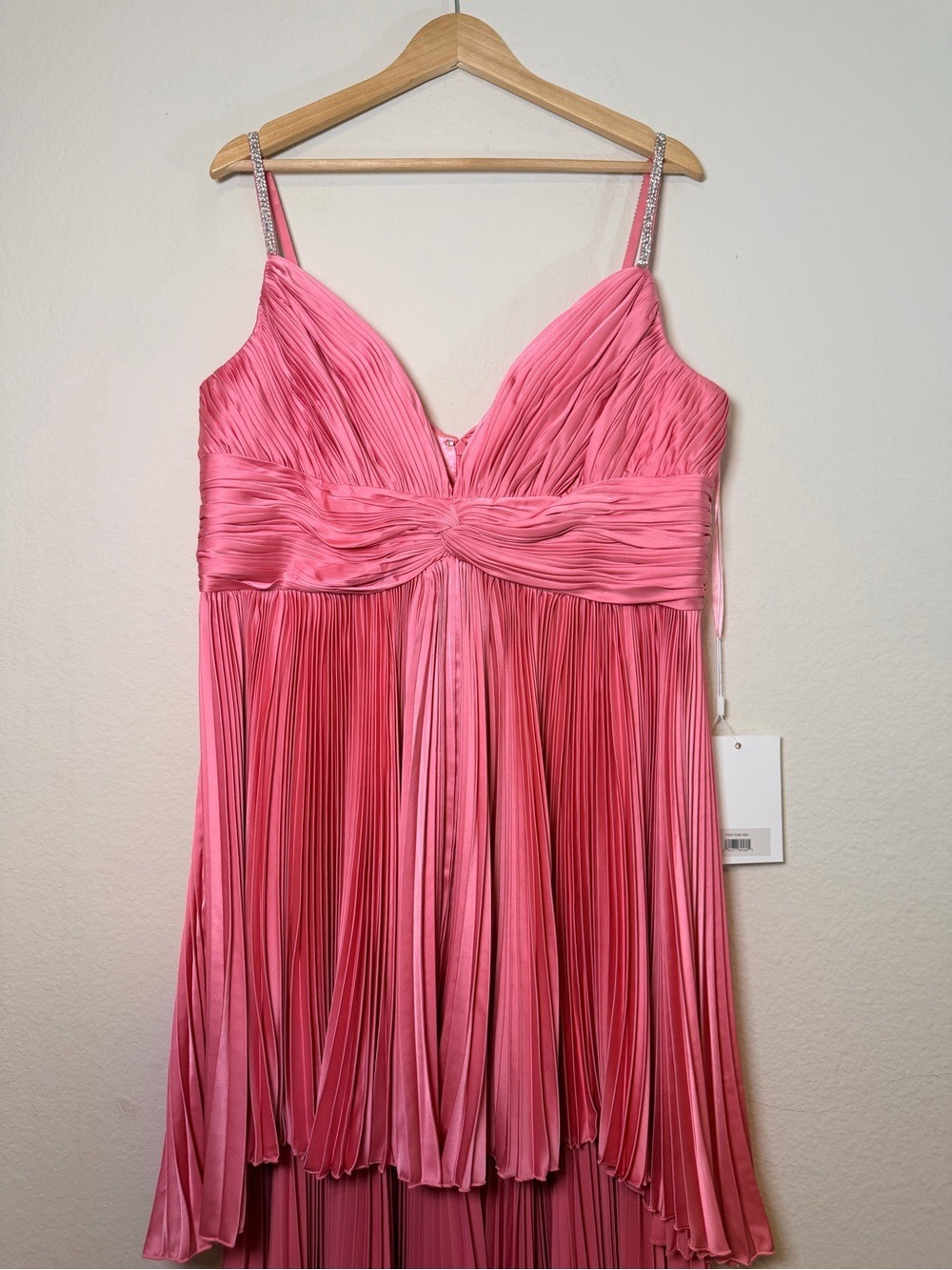 Mac Duggal Rhinestone High Low Pleated Gown Coral 16W NWT $498 77007 - Picture 11 of 12